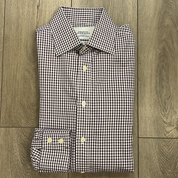 Charles Tyrwhitt Men's Slim Fit Gingham Checkered Longsleeve Shirt 15.5-33 EUC - Picture 10 of 10